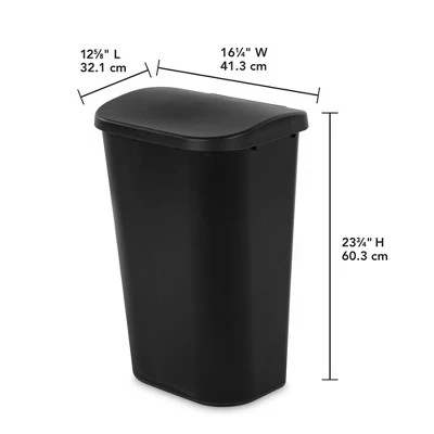 Sterilite 11.3 Gallon D Shape Flat Side Lift Top Lid Wastebasket Trash Can For Kitchen, Home Office, And Garage, Or Workspace, Black (18 Pack) - Image 3