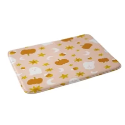 Is It Fall Yet In Peach Memory Foam Bath Mat - Deny Designs