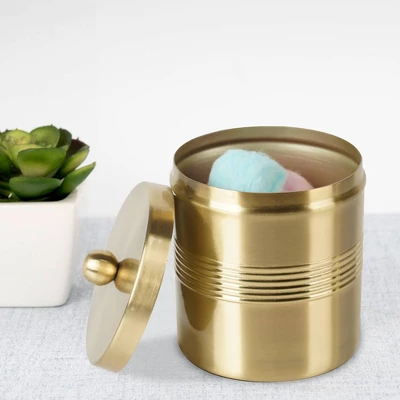 Jewel Decorative Stainless Steel Bathroom Vanity Countertop Storage Organizer Canister Jar - Nu Steel - Image 3