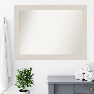 44" X 33" Non-Beveled Rustic Plank White Bathroom Wall Mirror - Amanti Art - Image 8