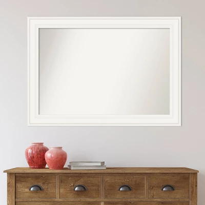42" X 30" Non-Beveled Ridge White Bathroom Wall Mirror - Amanti Art - Image 6