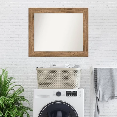 34" X 28" Non-Beveled Owl Wood Bathroom Wall Mirror Brown - Amanti Art - Image 8