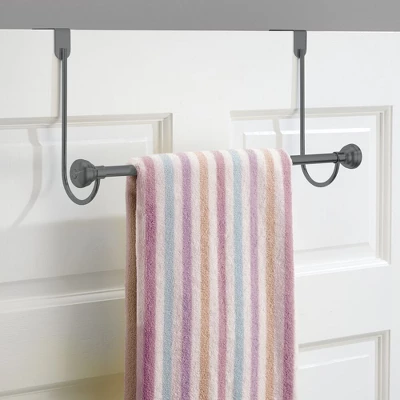 MDesign Metal Bathroom Over Shower Door Hanging Towel Rack Bar - Image 4