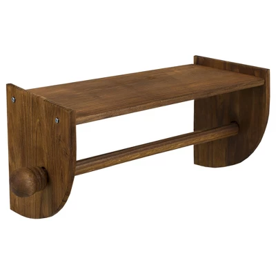 Home Basics Quick Install Rustic Pine Wood Wall Mounted Paper Towel Holder With Flat Top, Brown - Image 5