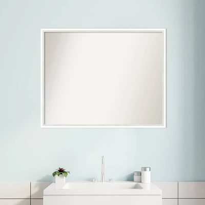 29" X 23" Non-Beveled Lucie Wood Bathroom Wall Mirror White - Amanti Art - Image 8