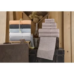 16pc Timaru Turkish Cotton Bath Towel Set Black - Enchante Home