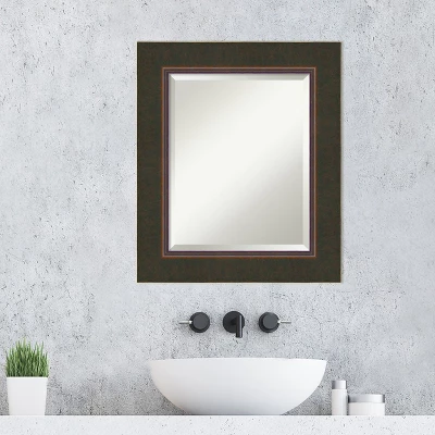 Amanti Art Milano Bronze Beveled Wood Bathroom Wall Mirror - Image 4