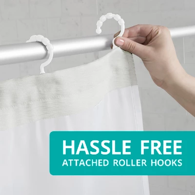 Smart Shower Curtains Hendrix View Fabric With Attached Hooks White - Zenna Home - Image 3