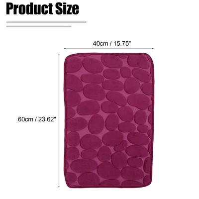 Unique Bargains Cobblestone Pattern Bathroom Rugs Polyester Bath Mat Machine Washable Wine Red 23.62"x15.75" - Image 3