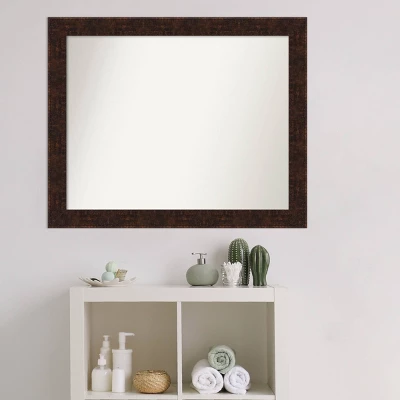 32" X 26" Non-Beveled William Mottled Bronze Narrow Bathroom Wall Mirror - Amanti Art - Image 6