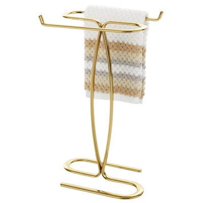 MDesign Metal Hand Towel Holder Stand For Countertop - 2 Pack - Soft Brass - Image 6