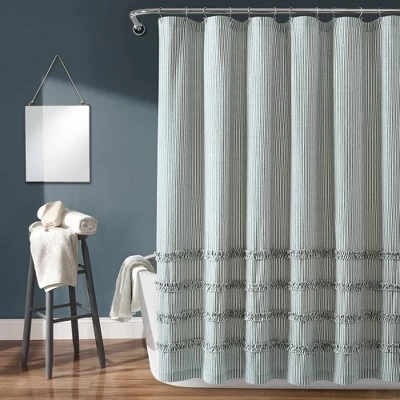 Vintage Stripe Yarn Dyed Cotton Shower Curtain Denim - Lush Décor - Image 6