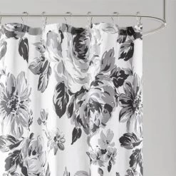 Hannah Floral Printed Shower Curtain Black/White