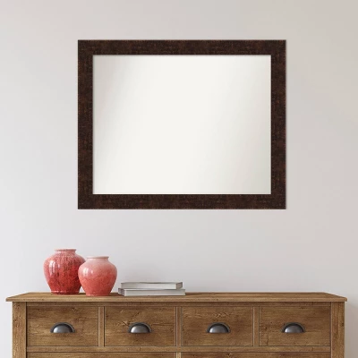 32" X 26" Non-Beveled William Mottled Bronze Narrow Bathroom Wall Mirror - Amanti Art - Image 5
