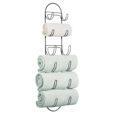 MDesign Metal Wall Mount Bath Towel Storage Organizer Rack, 6 Shelves - Image 12