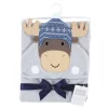Hudson Baby Infant Boy Cotton Animal Face Hooded Towel, Winter Moose, One Size