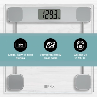 Clear Glass Weight Scale Silver - Thinner