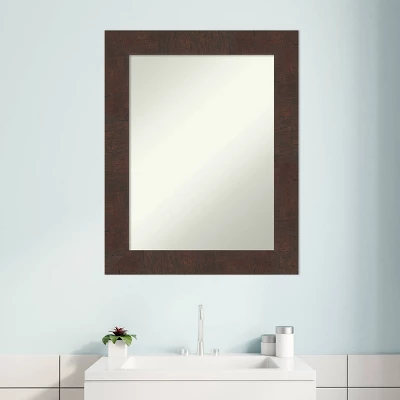 23" X 29" Non-Beveled Wildwood Brown Bathroom Wall Mirror - Amanti Art - Image 8