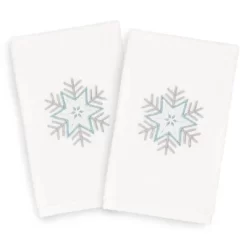 2pk Crystal Snowflake Hand Towel Set White - Linum Home Textiles
