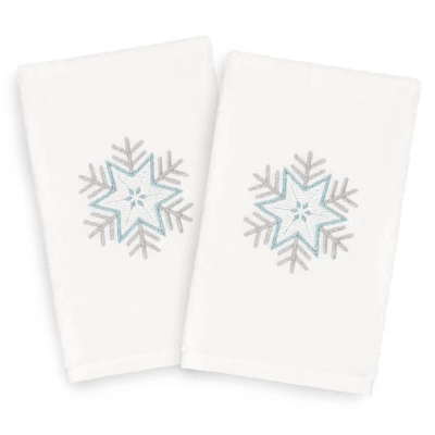 2pk Crystal Snowflake Hand Towel Set White - Linum Home Textiles