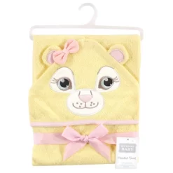 Hudson Baby Infant Girl Cotton Animal Hooded Towel, Lion Girl, One Size