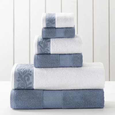 Modern Threads 6-Piece Towel Set With Filgree Jacquard Border. - Image 8