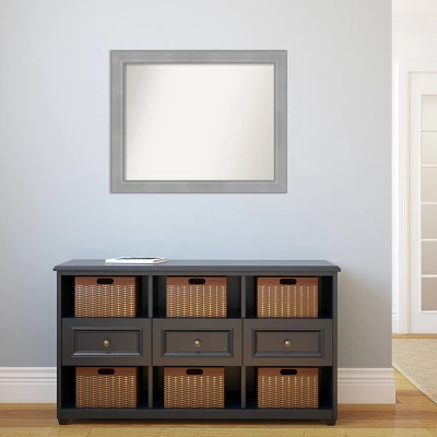 32" X 26" Non-Beveled Vista Brushed Nickel Bathroom Wall Mirror - Amanti Art - Image 4