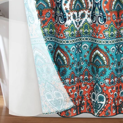 14pc Bohemian Meadow Shower Curtain With Peva Lining And Rings Set - Lush Décor - Image 2