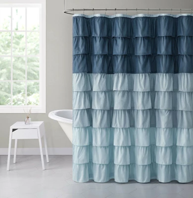 GoodGram Montauk Accents Home Gypsy Ombre Ruffled Fabric Shower Curtain - Standard Length - Image 4