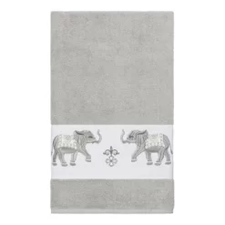 Quinn Embellished Bath Towel Set Light Gray - Linum Home Textiles
