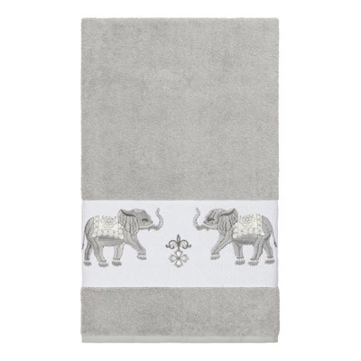 Quinn Embellished Bath Towel Set Light Gray - Linum Home Textiles