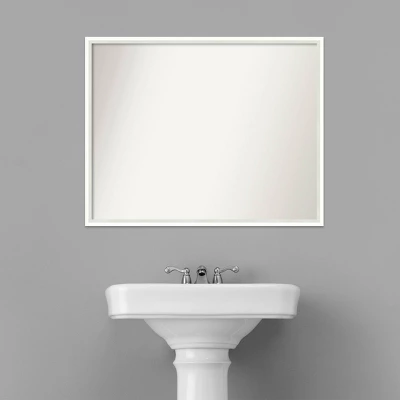29" X 23" Non-Beveled Lucie Wood Bathroom Wall Mirror White - Amanti Art - Image 5