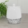 Canister Jar With Lid For Cosmetics And Makeup Storage White - Nu Steel
