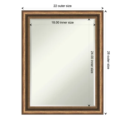 Amanti Art Manhattan Bronze Narrow Petite Bevel Wood Bathroom Wall Mirror 28 X 22 In. - Image 3
