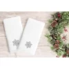 2pk Silver Snowflake Holiday Hand Towel Set White - Linum Home Textiles