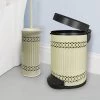 Laser Cut Ivory Step Garbage Trash Can & Toilet Brush Holder With Lid Ivory - Nu Steel