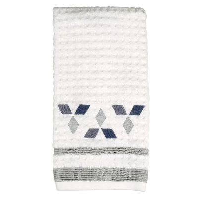 Cubes Stylish Embroidered Diamond Patterned Terry Hand Towel 26in X 16in By SKL Home - Image 3