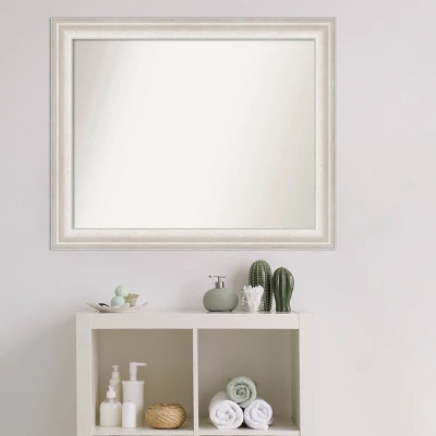 33" X 27" Non-Beveled Trio White Wash Silver Bathroom Wall Mirror - Amanti Art - Image 6