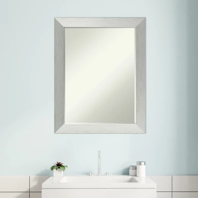 Amanti Art Brushed Sterling Silver Petite Bevel Wood Bathroom Wall Mirror 28 X 22 In. - Image 5