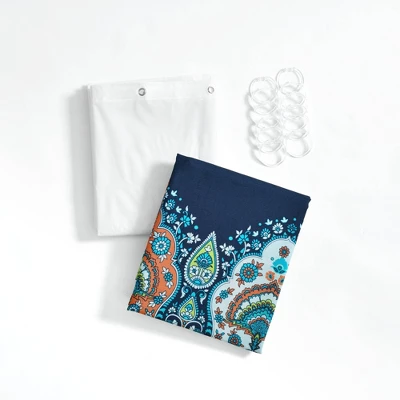 14pc Bohemian Meadow Shower Curtain With Peva Lining And Rings Set - Lush Décor - Image 4