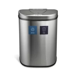 Nine Stars 18.5gal Motion Sensor D-Shape Stainless Steel Recycling Trash Can