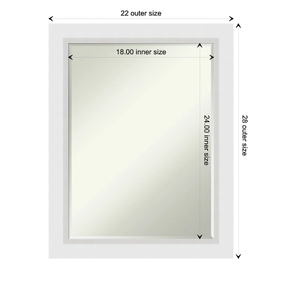 Amanti Art Blanco White Petite Bevel Wood Bathroom Wall Mirror 28 X 22 In. - Image 3