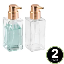 MDesign Glass Refillable Foaming Soap Pump, 2 Pack