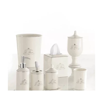 Le Bain Paris Pabst Ceramic Open Waste Basket For Bathroom- 1.5 Gallons - Image 2