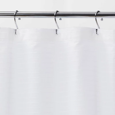 Woven Stripe Shower Curtain White - Threshold™ - Image 2