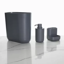 3pc Cade Bath Accessories Charcoal - IDESIGN