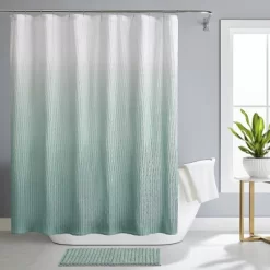 Kate Aurora Spa Essential Aqua Crushed Ombre Fabric Shower Curtain - 72 In. W X 72 In. L