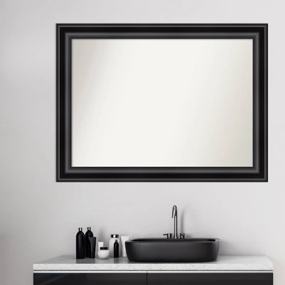 44" X 33" Non-Beveled Grand Bathroom Wall Mirror Black - Amanti Art - Image 8