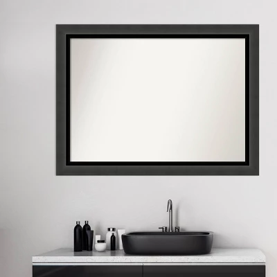 43" X 32" Non-Beveled Tuxedo Black Bathroom Wall Mirror - Amanti Art - Image 8