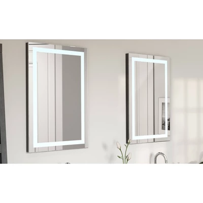 24" Rectangular Frameless Lighted LED Bathroom Mirror With Anti Fog - Tosca - Image 2